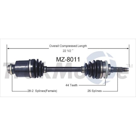 Surtrack Axle Cv Axle Shaft, Mz-8011 MZ-8011